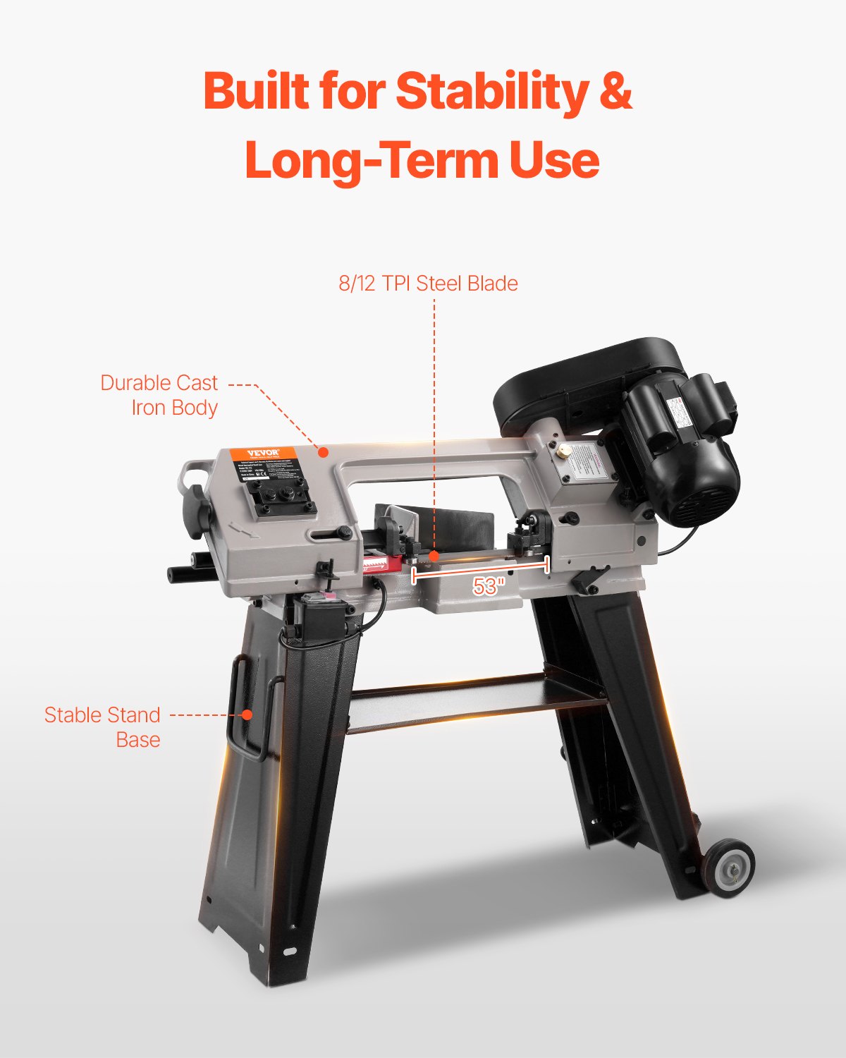 Metal Horizontal Band Saw 4 Inch x 6 Inch 550W Variable Speed Band Saw 220V