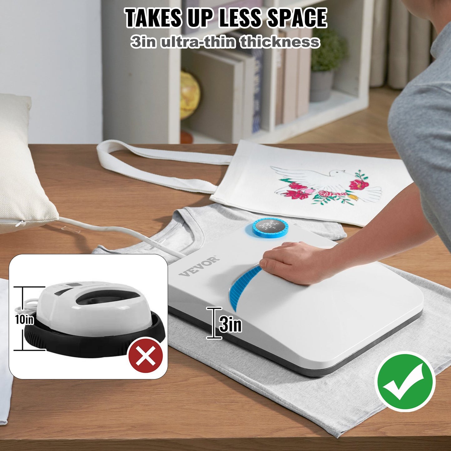 Heat Press 12 x 10 in Portable Easy Press Sublimation Transfer DIY T-shirt