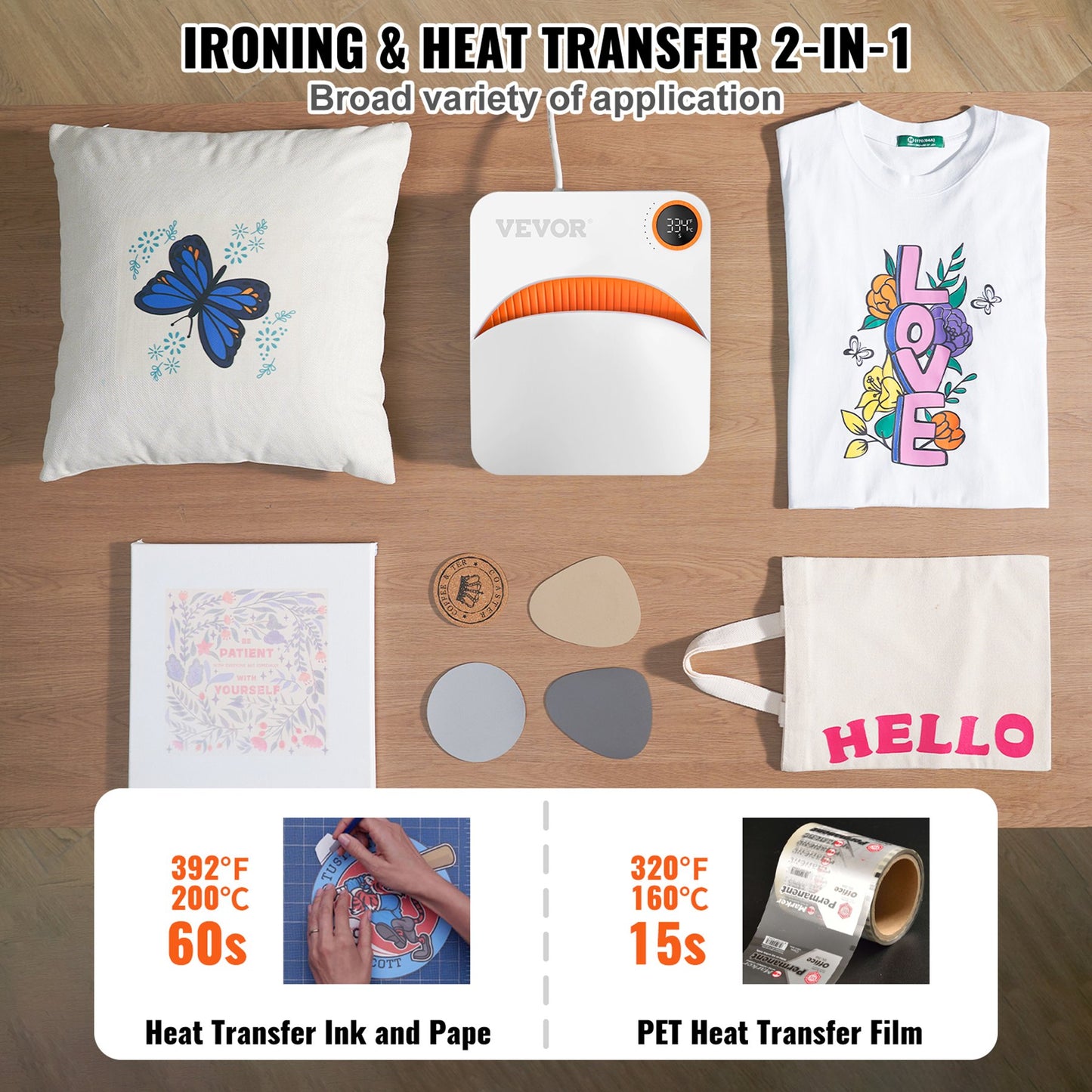 Wärmepresse 12 x 10 Zoll Tragbare Easy Press Sublimationstransfer DIY T-Shirt
