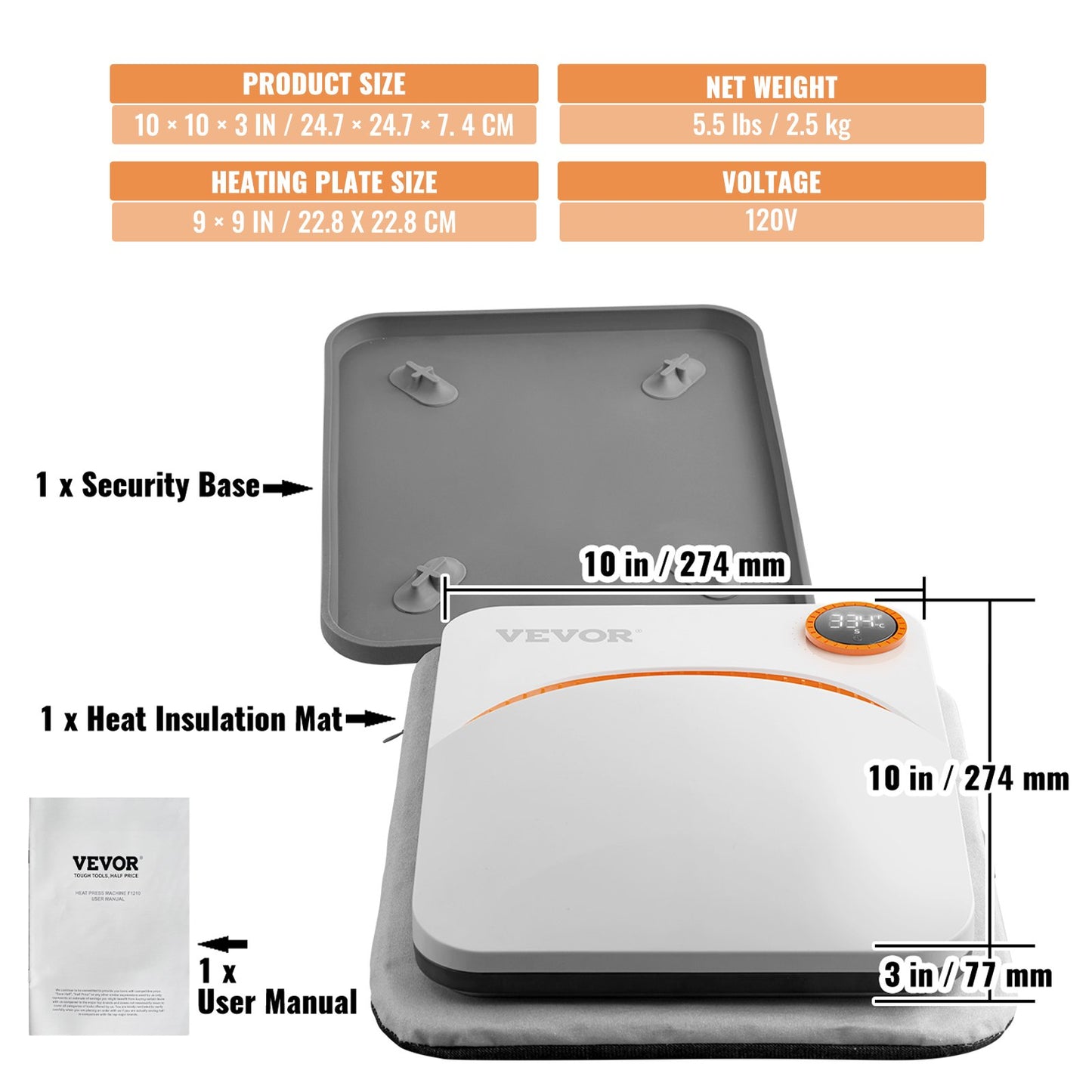 Heat Press 9 x 9 i Portable Easy Press Sublimation Transfer DIY T-shirt
