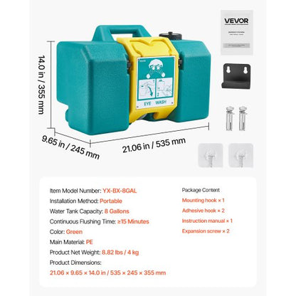 Bärbar ögonspolningsstation 8-gallon OSHA-godkänd ögonspolningsstation för nödsituationer |  EU