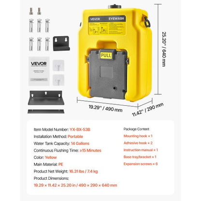 Portable Eye Wash Station 14-Gallon OSHA Approved Emergency Eye Wash Station | EU