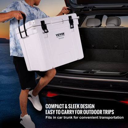 Insulated Portable Cooler, 45 qt, Holds 45 Cans, Ice Retaining Hard Cooler with Heavy Duty Handle, Ice Chest Lunch Box for Camping, Beach, Picnic, Travel, Outdoors, Keeps Ice for Up to 6 Days