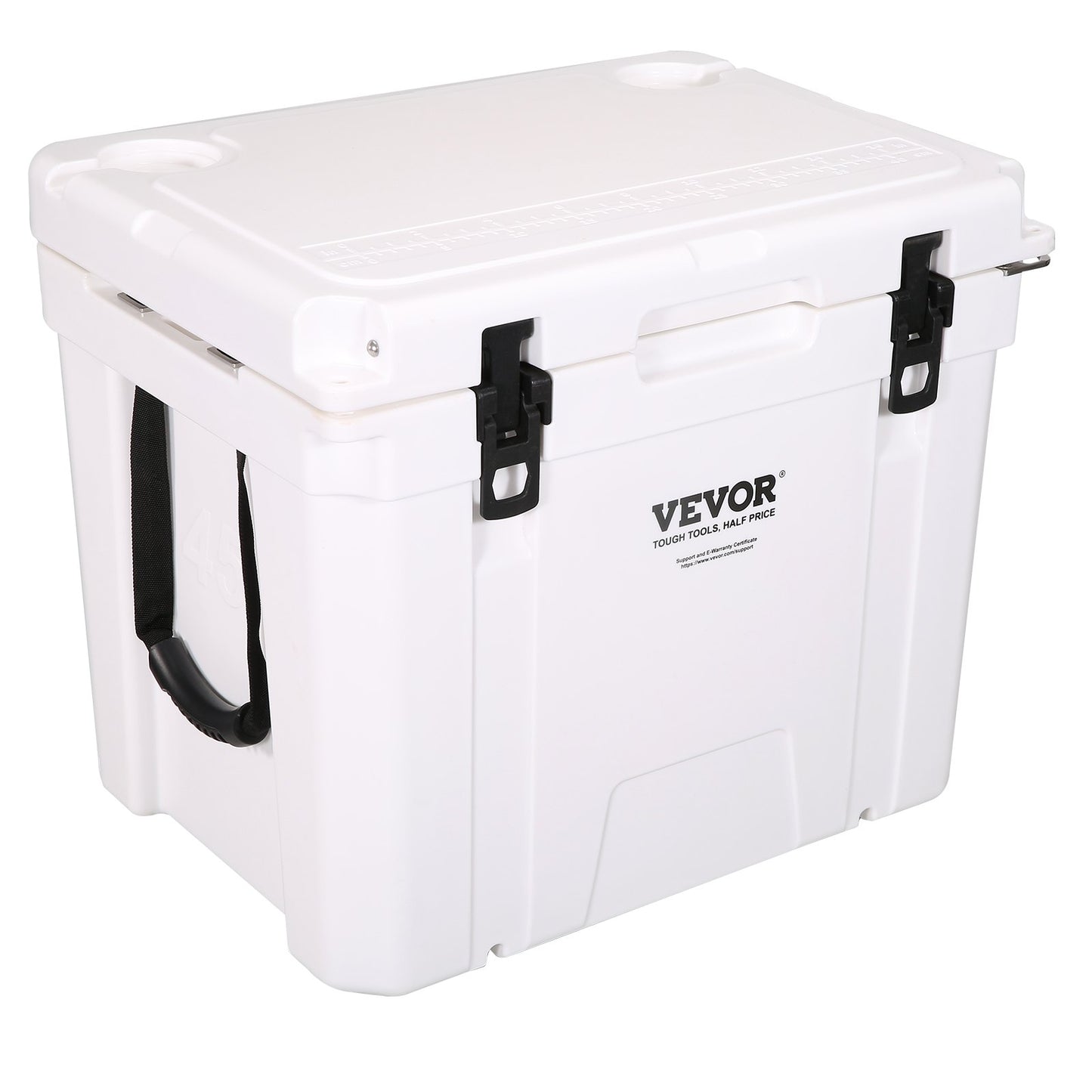 Insulated Portable Cooler, 45 qt, Holds 45 Cans, Ice Retaining Hard Cooler with Heavy Duty Handle, Ice Chest Lunch Box for Camping, Beach, Picnic, Travel, Outdoors, Keeps Ice for Up to 6 Days