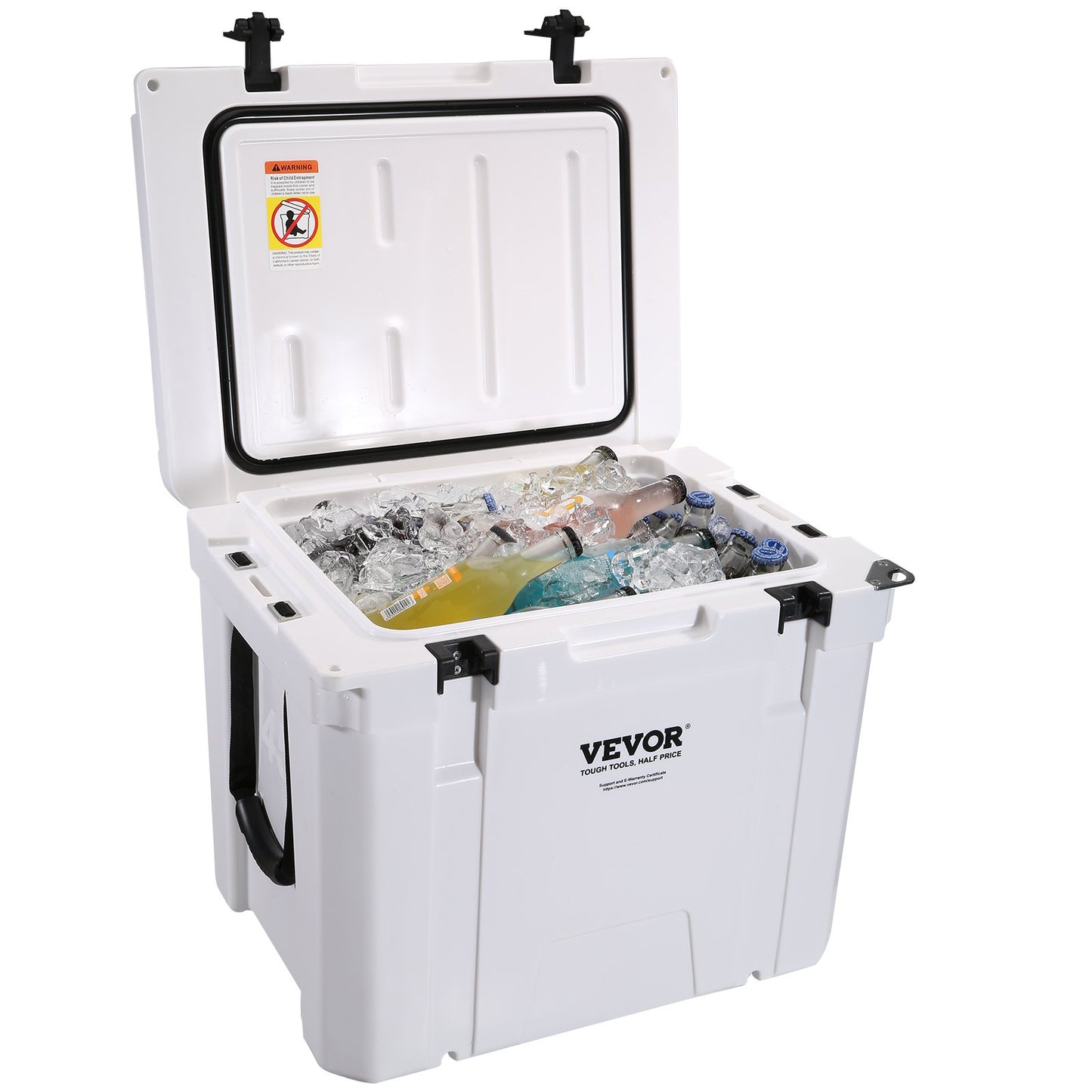 Insulated Portable Cooler, 45 qt, Holds 45 Cans, Ice Retaining Hard Cooler with Heavy Duty Handle, Ice Chest Lunch Box for Camping, Beach, Picnic, Travel, Outdoors, Keeps Ice for Up to 6 Days
