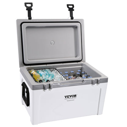 Insulated Portable Cooler, 52 qt, Holds 50 Cans, Ice Retaining Hard Cooler with Heavy Duty Handle, Ice Chest Lunch Box for Camping, Beach, Picnic, Travel, Outdoors, Keeps Ice for Up to 6 Days