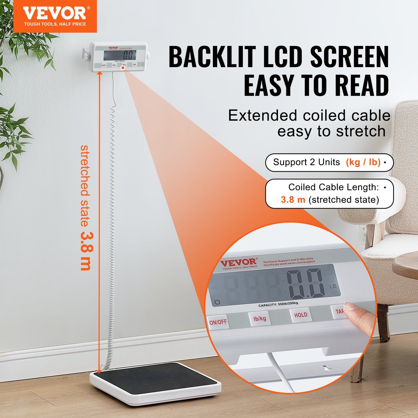 Portable Medical Våg Digital Physician Viktvåg Anti-Slip Mat 550LBS