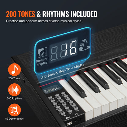 88 tangenter, fullviktad digitalpiano Dubbla klaviaturhögtalare Sustain Pedal