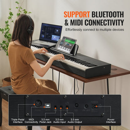 88 tangenter, fullviktad digitalpiano Dubbla klaviaturhögtalare Sustain Pedal