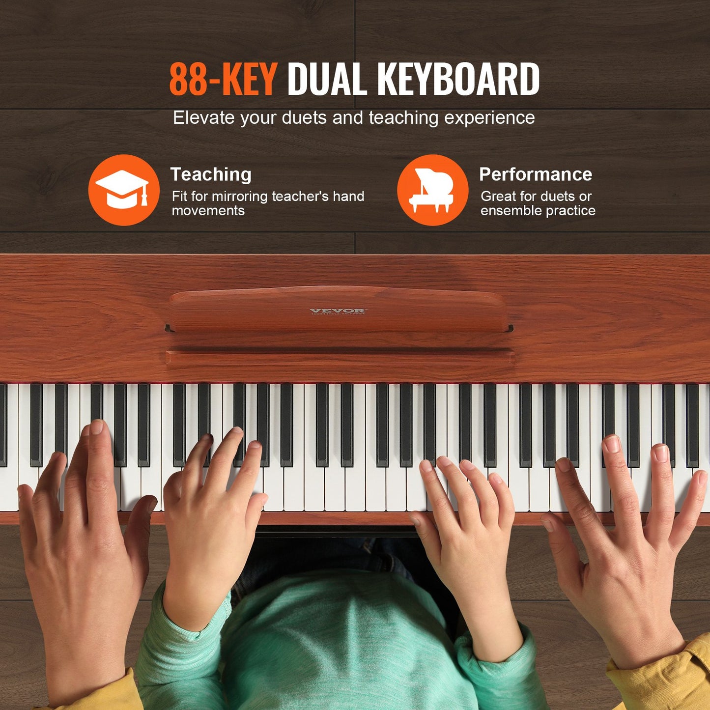 88 tangenter, fullviktad digitalpiano Dubbelklaviatur, fyrbensstativ