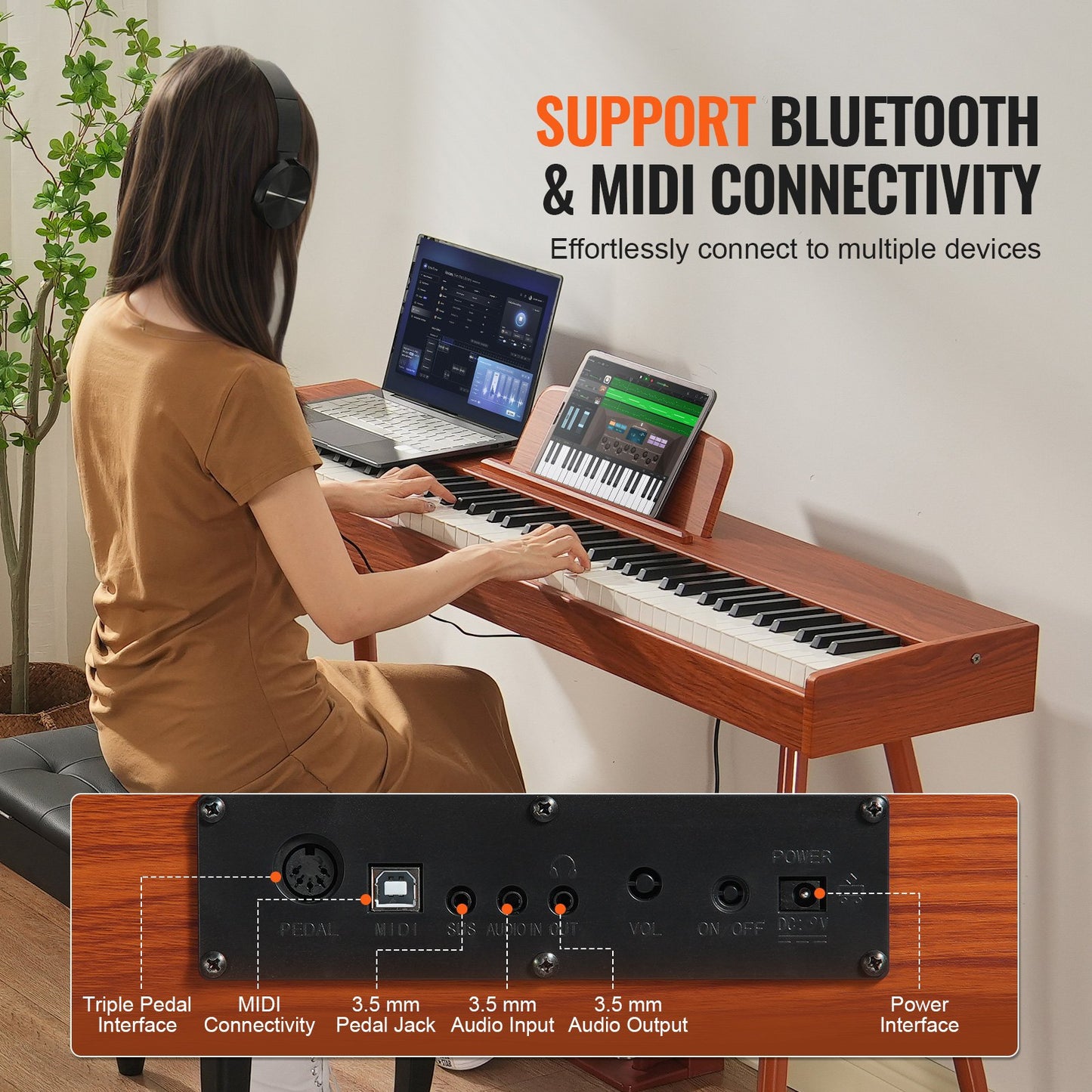 88 tangenter, fullviktad digitalpiano Dubbelklaviatur, fyrbensstativ