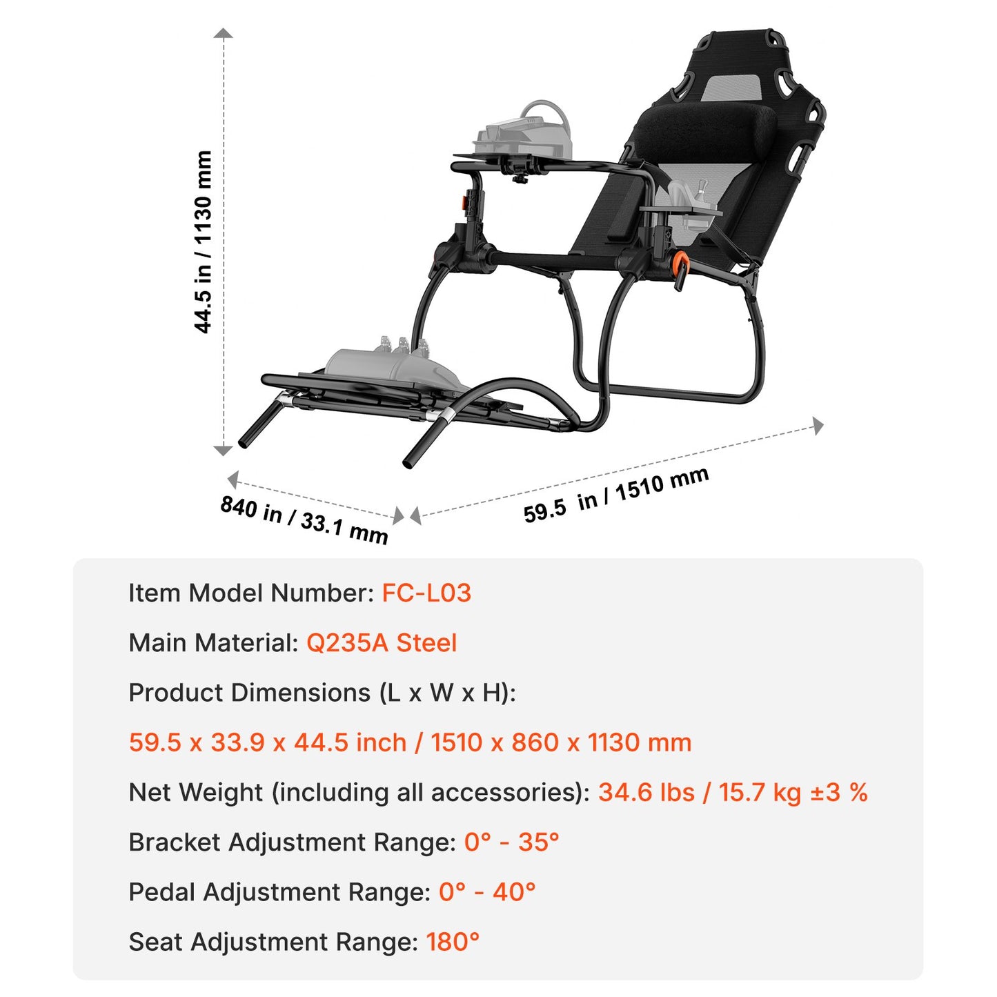 Racing Wheel Stand Vikbart för Logitech G923/G920/G29 Compact