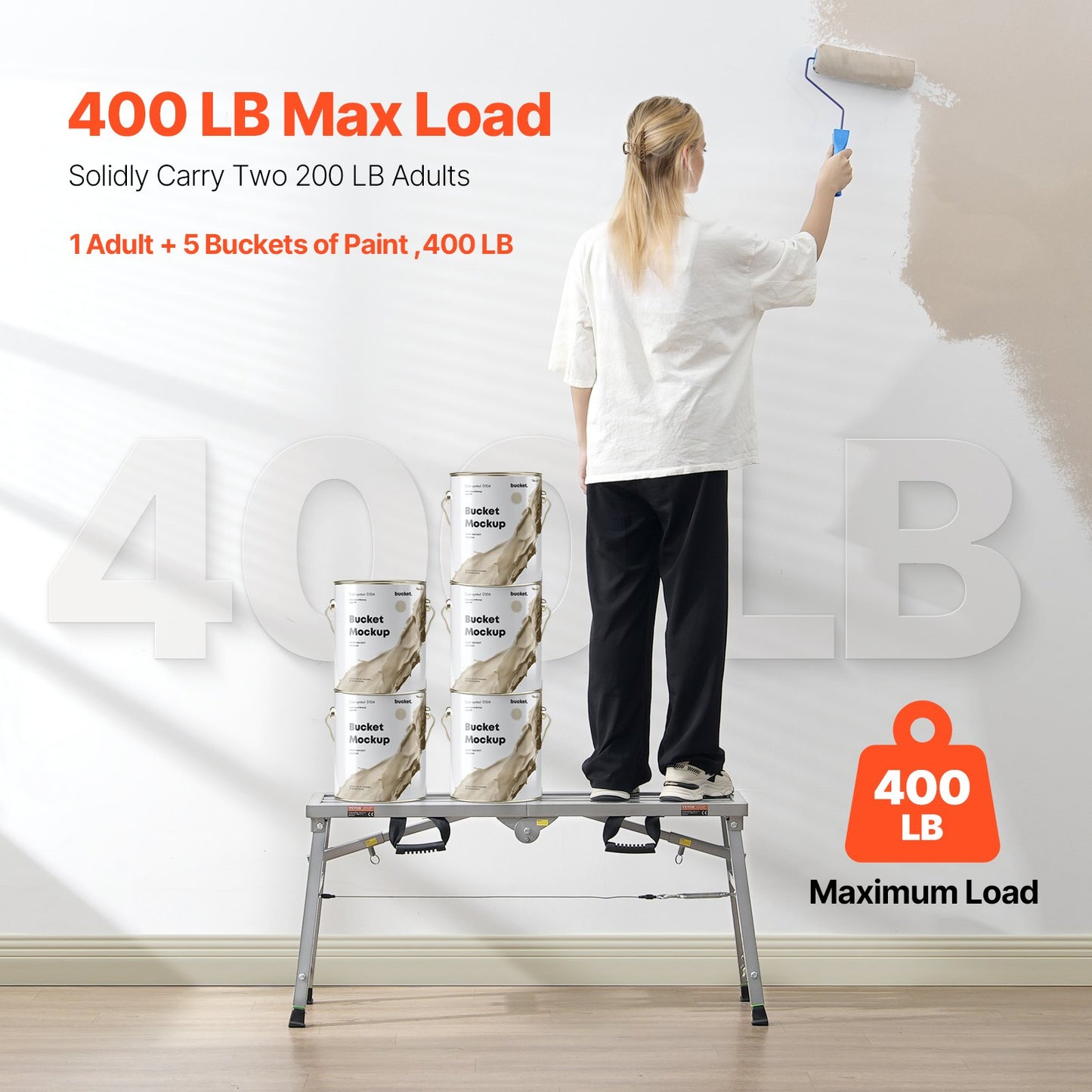 Arbetsplattform Justerbar höjd Bärbar ställningsplattform 400 lb Last