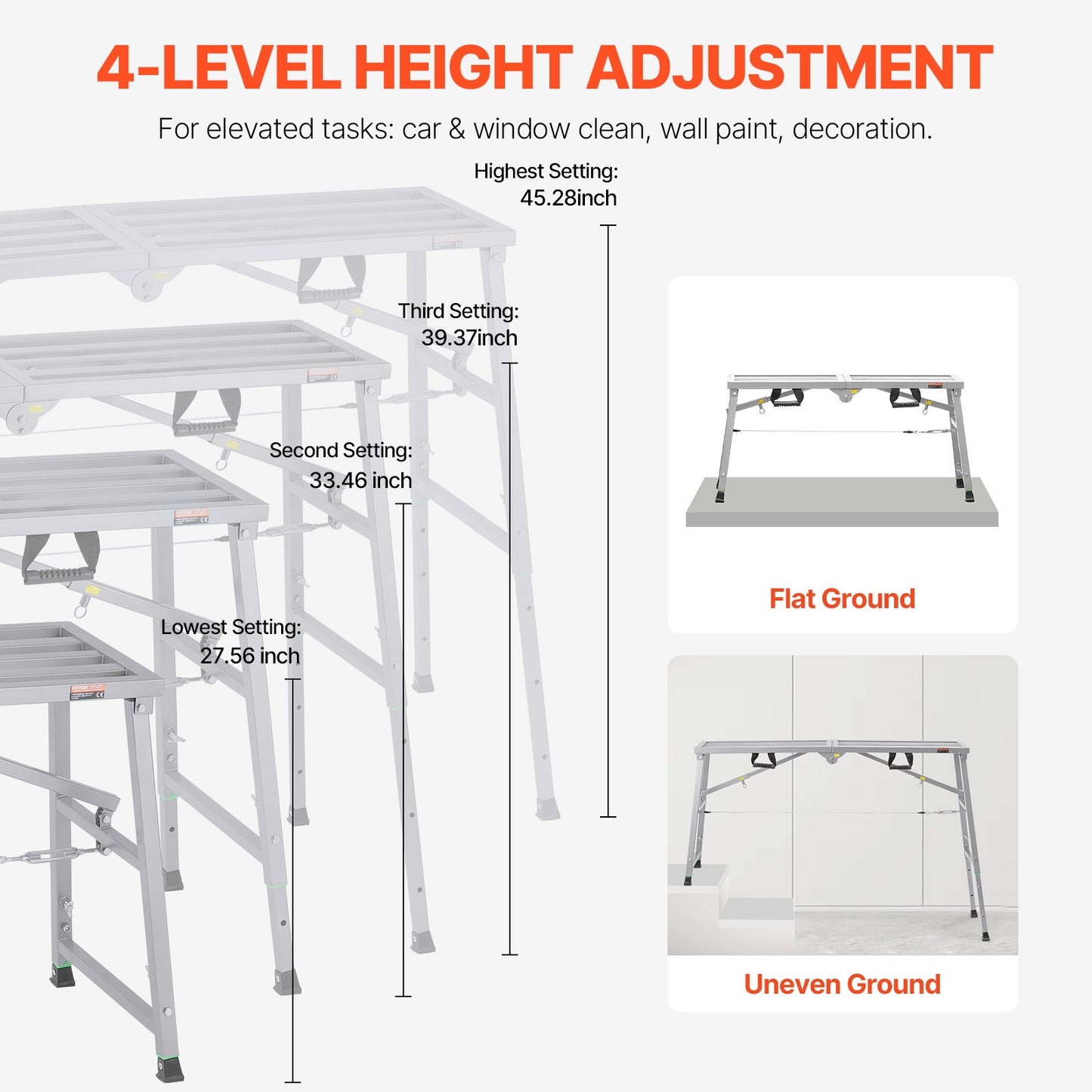 Arbeitsplattform, höhenverstellbar, tragbare Gerüstplattform, 800 lb Traglast