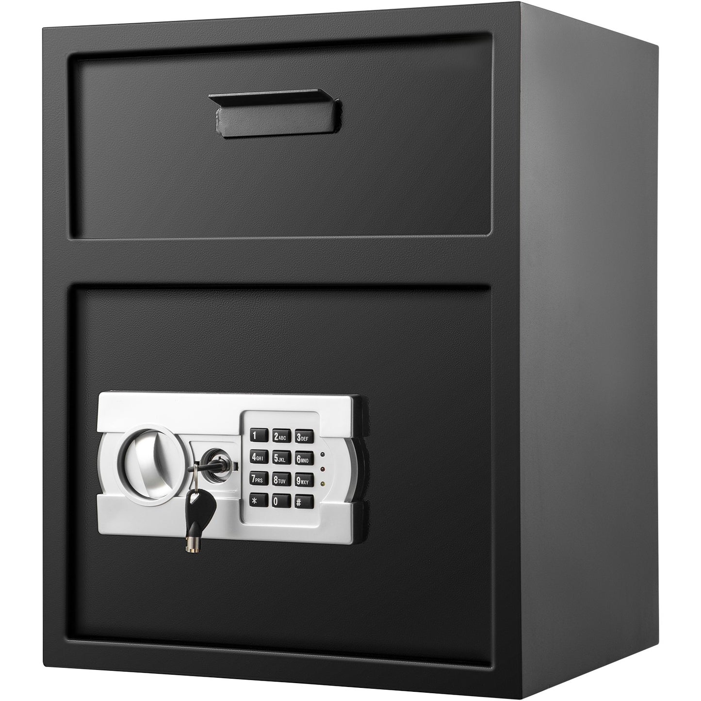 Digital Depository Safe Electronic Code Lock, Depository Cabinet with Two Emergency Keys, Depository Cabinet with Deposit Compartment, Restaurant Safe Carbon Steel, Depository Box for Home, Hotel and Office