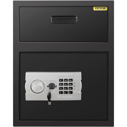 Digital Depository Safe Electronic Code Lock, Depository Cabinet with Two Emergency Keys, Depository Cabinet with Deposit Compartment, Restaurant Safe Carbon Steel, Depository Box for Home, Hotel and Office