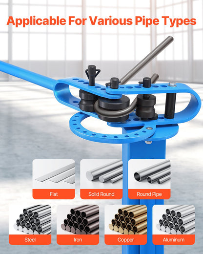 Manual Pipe Bender, Pipe Tube Bender with 14 Bending Tools, 200° Heavy Duty Pipe Bending Tool for Copper Aluminum Iron Pipe, Ideal for HVAC Air Conditioning Refrigerator Car Repair