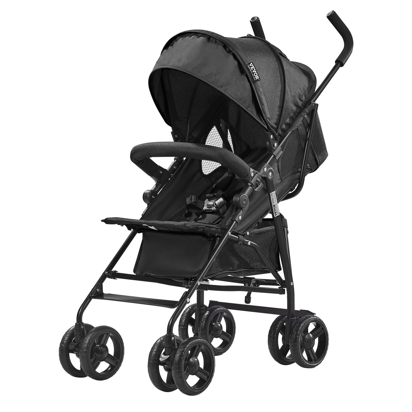 Leichter Kinderwagen, kompakt, einfach zusammenklappbar, verstellbare Rückenlehne, schwarzer Stauraum