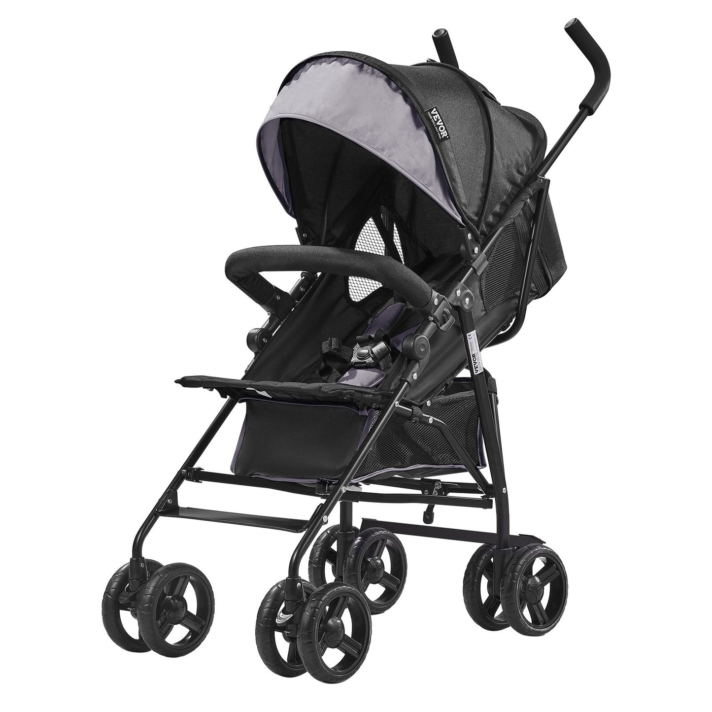 Leichter Kinderwagen Kompakt Faltbar Verstellbare Rückenlehne Hellgrau/Schwarz