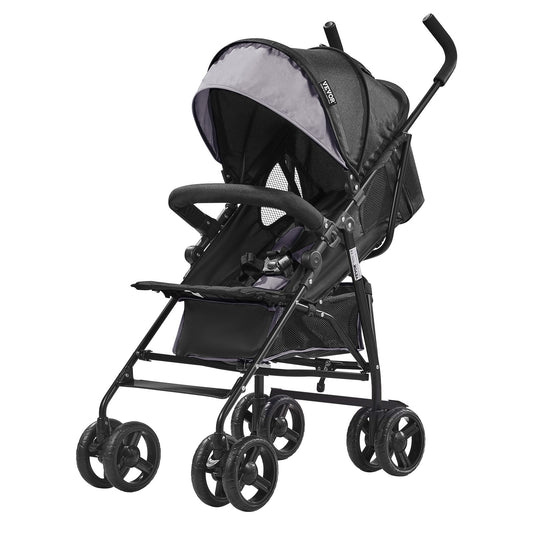 Leichter Kinderwagen Kompakt Faltbar Verstellbare Rückenlehne Hellgrau/Schwarz