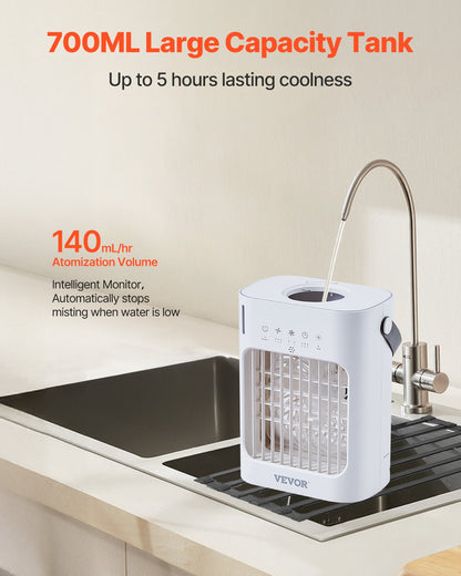 Portable Air Conditioner 4-in-1 Evaporative Air Cooler 700ml water tank