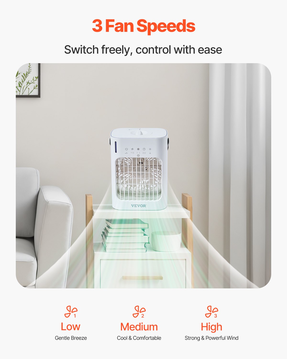 Portable Air Conditioner 4-in-1 Evaporative Air Cooler 700ml water tank