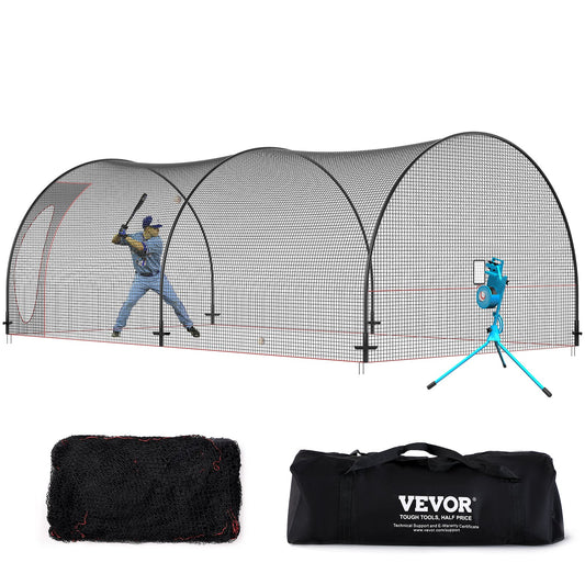 Baseball Batting Cage, Softball and Baseball Batting Cage Net and Frame, Practice Portable Cage Net with Carry Bag, Heavy Duty Enclosed Pitching Cage, for Backyard Batting Practice, 22FT