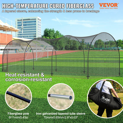 Baseball Batting Cage, Softball och Baseball Batting Cage Nät och ram, övningsbärbart burnät med bärväska, Heavy Duty sluten pitching-bur, för backyard slagträning, 33FT