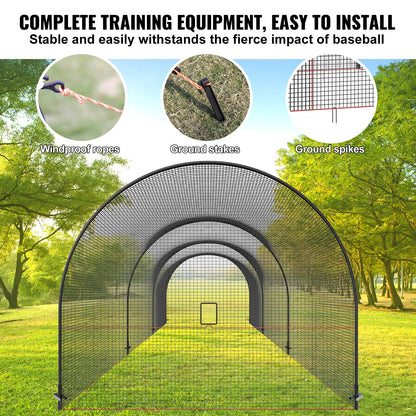 Baseball Batting Cage, Softball och Baseball Batting Cage Nät och ram, övningsbärbart burnät med bärväska, Heavy Duty sluten pitching-bur, för backyard slagträning, 33FT