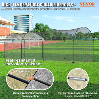 Baseball Batting Cage, Softball och Baseball Batting Cage Nät och ram, övningsbärbart burnät med bärväska, Heavy Duty Insluten Pitching Cage, för backyard slagträning, 40FT