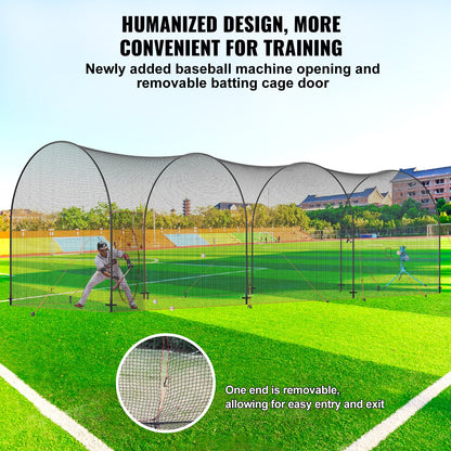 Baseball Batting Cage, Softball och Baseball Batting Cage Nät och ram, övningsbärbart burnät med bärväska, Heavy Duty Insluten Pitching Cage, för backyard slagträning, 40FT