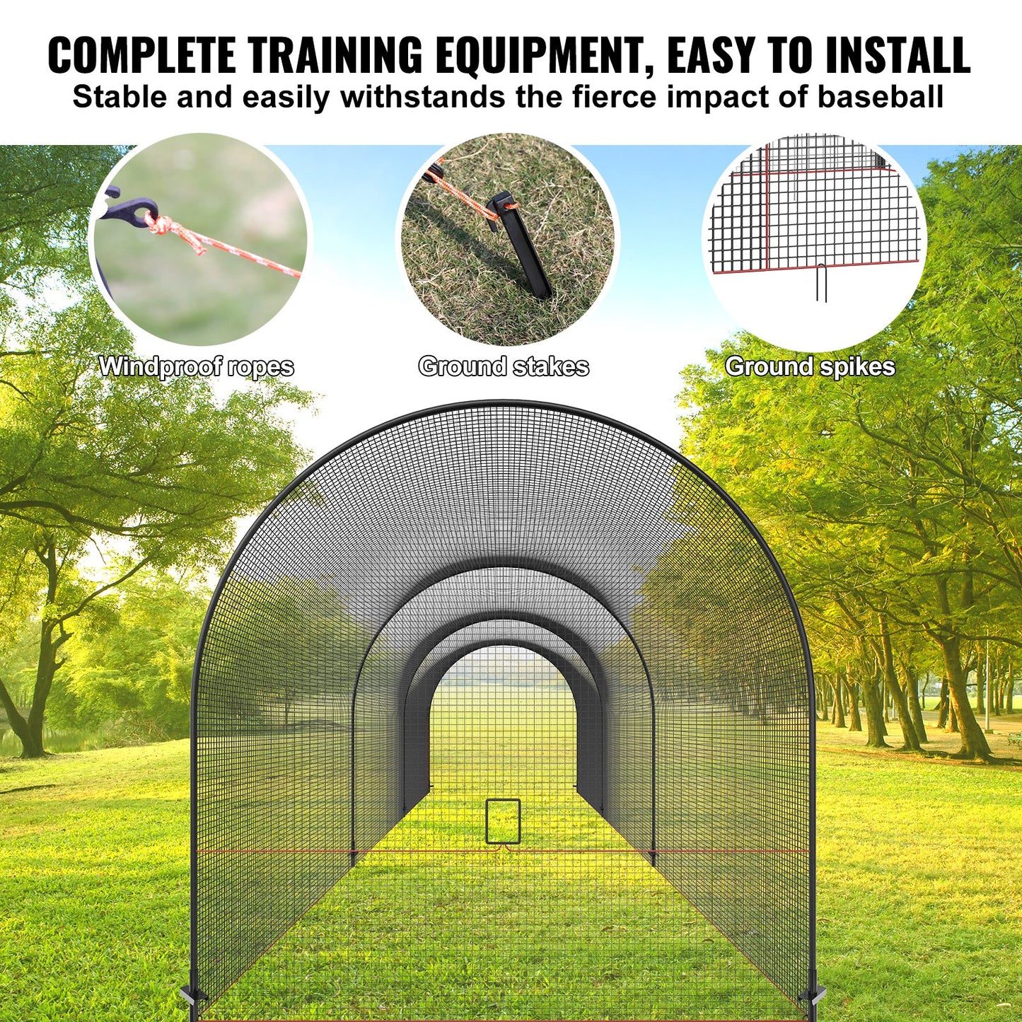 Baseball Batting Cage, Softball och Baseball Batting Cage Nät och ram, övningsbärbart burnät med bärväska, Heavy Duty Insluten Pitching Cage, för backyard slagträning, 40FT