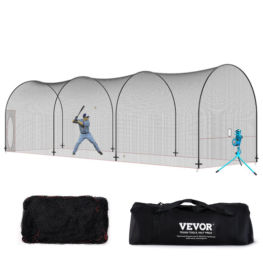 Baseball Batting Cage, Softball och Baseball Batting Cage Nät och ram, övningsbärbart burnät med bärväska, Heavy Duty Insluten Pitching Cage, för backyard slagträning, 40FT