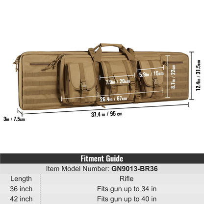 Rifle Bag 36 tum Tactical Double Long Gun Bag för 2 gevär och 2 pistoler