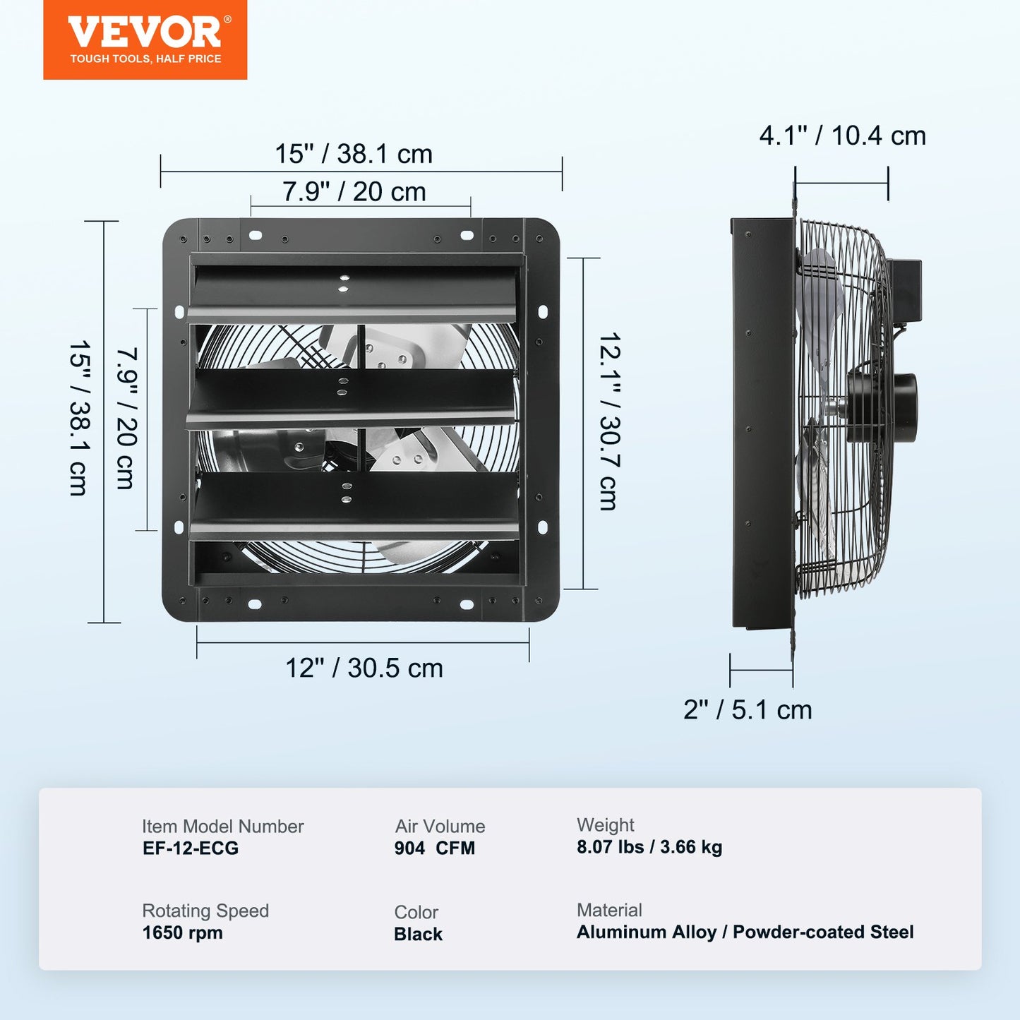 Shutter Avgasfläkt Shop Avgasfläkt 305 mm Fjärrkontroll Väggfäste EC