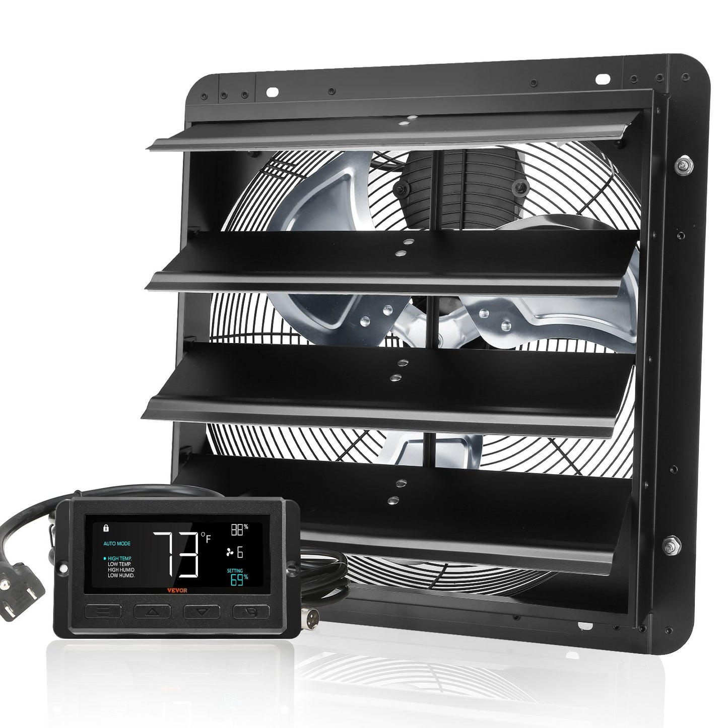 Shutter Avgasfläkt Shop Avgasfläkt 406 mm Fjärrkontroll Väggfäste EC