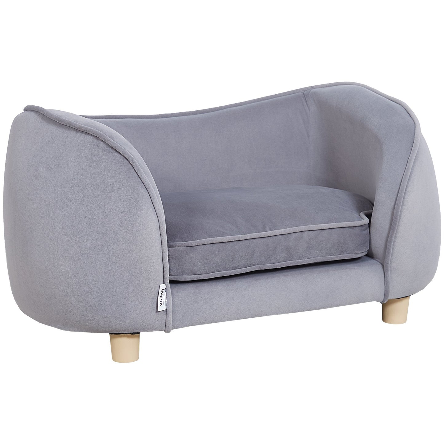 Haustiersofa, Hundesofa für kleine Hunde und Katzen, weiches, samtiges Hundesofa, 30 kg belastbares Katzensofa, Dunkelgrau