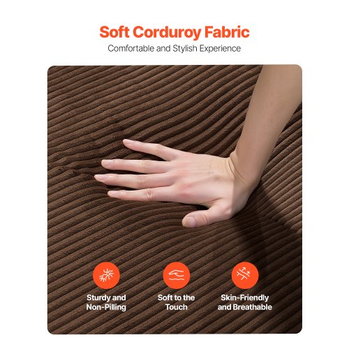 2110 mm Modern soffa, Bekväm manchestersoffa med djupa sitsar, Cloud-soffa med breda armstöd, Ingen montering krävs, Stor plyschsoffa Perfekt för vardagsrum, sovrum, lägenhet och kontor, Brun |  EU