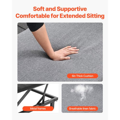 U-formad bäddsoffa 6-sits bäddsoffa dubbel schäslong grå |  EU