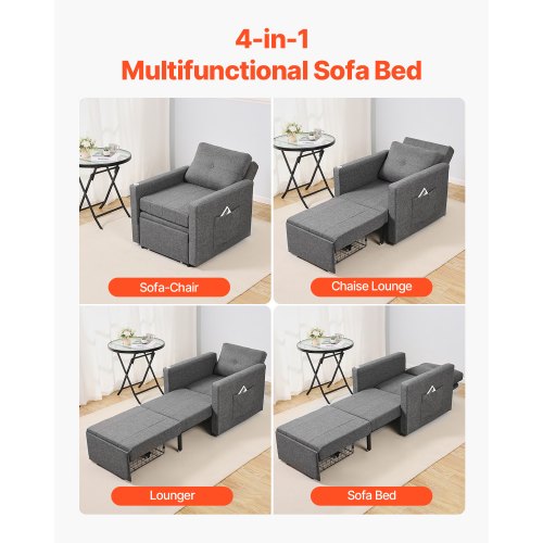 Bäddsoffa med sidoficka, kudde, skrivbordsbräda, 5 justerbara ryggstöd |  EU
