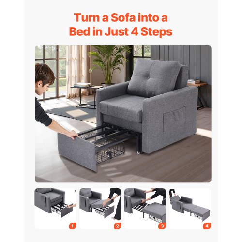 Bäddsoffa med sidoficka, kudde, skrivbordsbräda, 5 justerbara ryggstöd |  EU