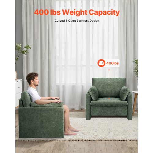 Green Accent Armchair with Armrests Armchair in Simple Fabric for Home Office