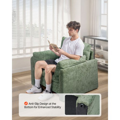 Green Accent Armchair with Armrests Armchair in Simple Fabric for Home Office