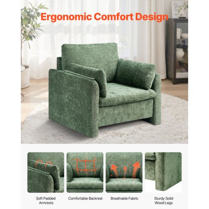 Green Accent Armchair with Armrests Armchair in Simple Fabric for Home Office