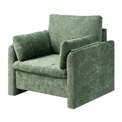 Green Accent Armchair with Armrests Armchair in Simple Fabric for Home Office