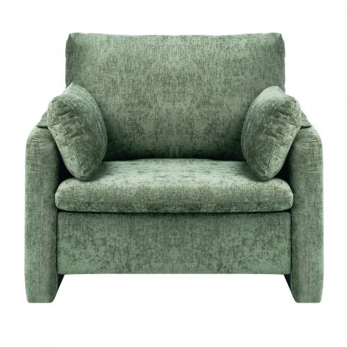 Green Accent Armchair with Armrests Armchair in Simple Fabric for Home Office