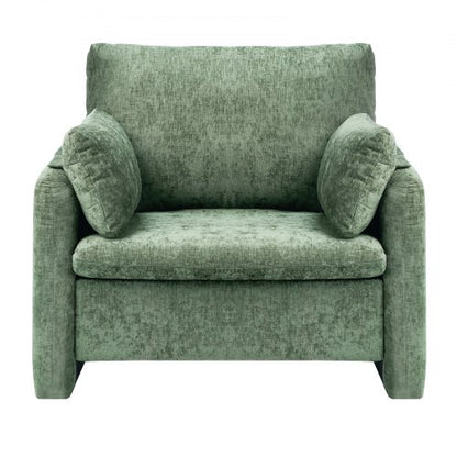 Green Accent Armchair with Armrests Armchair in Simple Fabric for Home Office