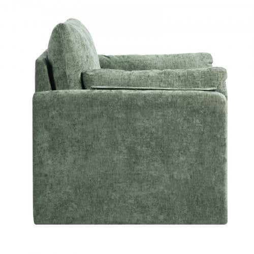 Green Accent Armchair with Armrests Armchair in Simple Fabric for Home Office