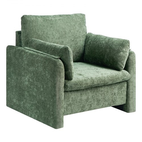 Green Accent Armchair with Armrests Armchair in Simple Fabric for Home Office