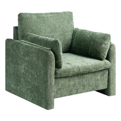 Green Accent Armchair with Armrests Armchair in Simple Fabric for Home Office